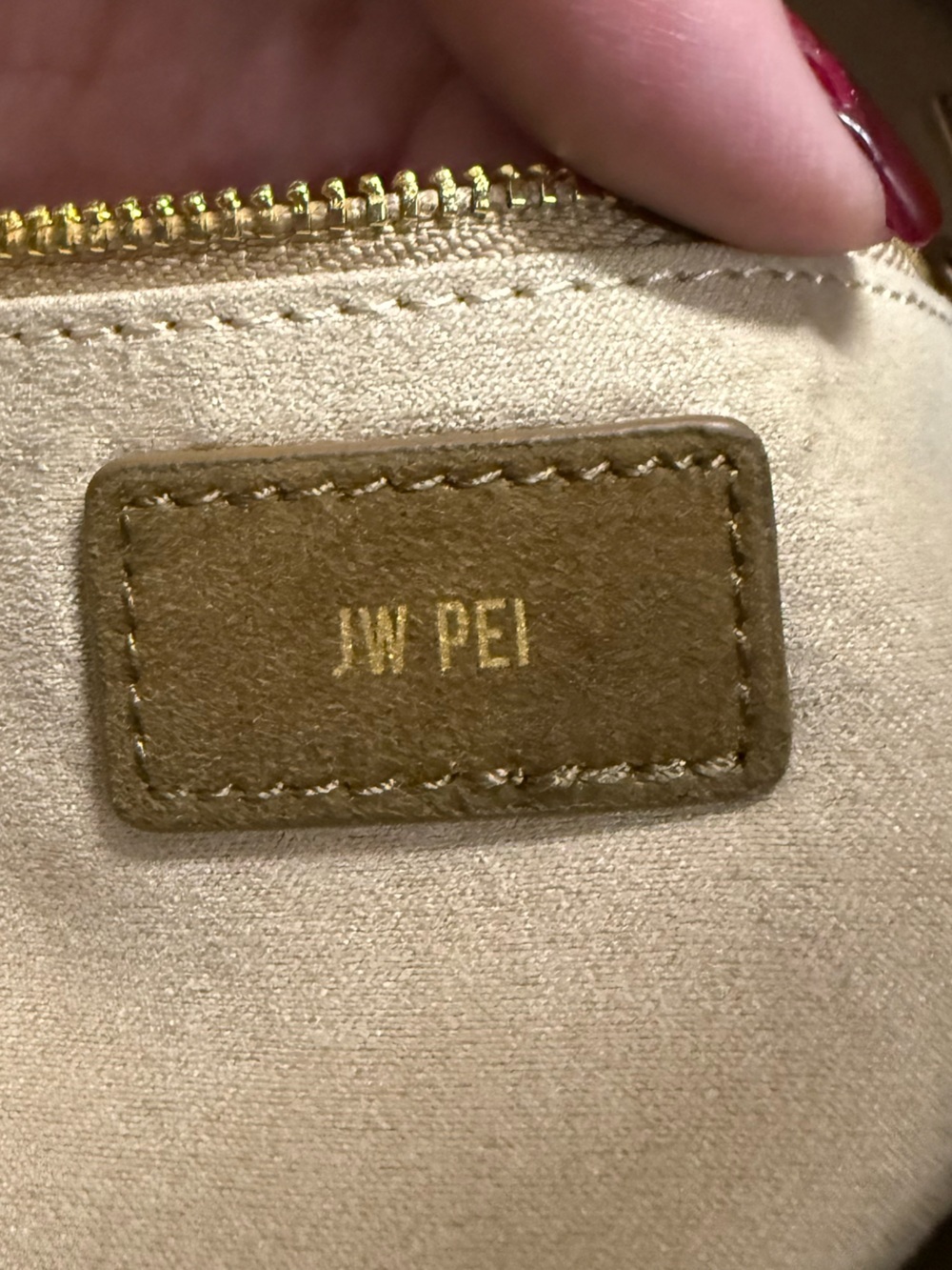 JW Pei Laura Woven Hobo Bag Olive Green Camel Faux Suede NWT - Picture 4 of 8